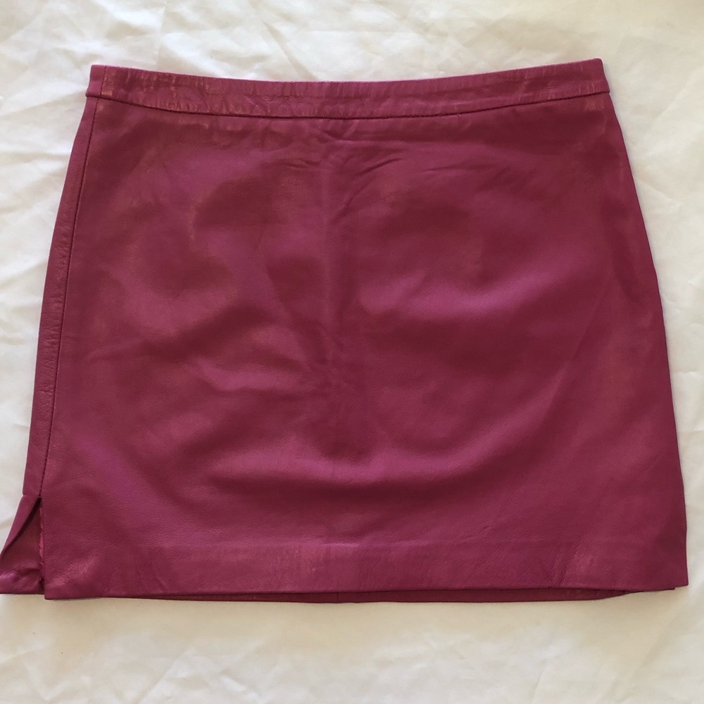 BCBG Pink 100% Leather Skirt